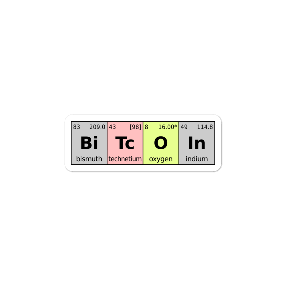 Bitcoin Periodic Table Bubble-Free Vinyl Stickers  zeroconfs 3x3  