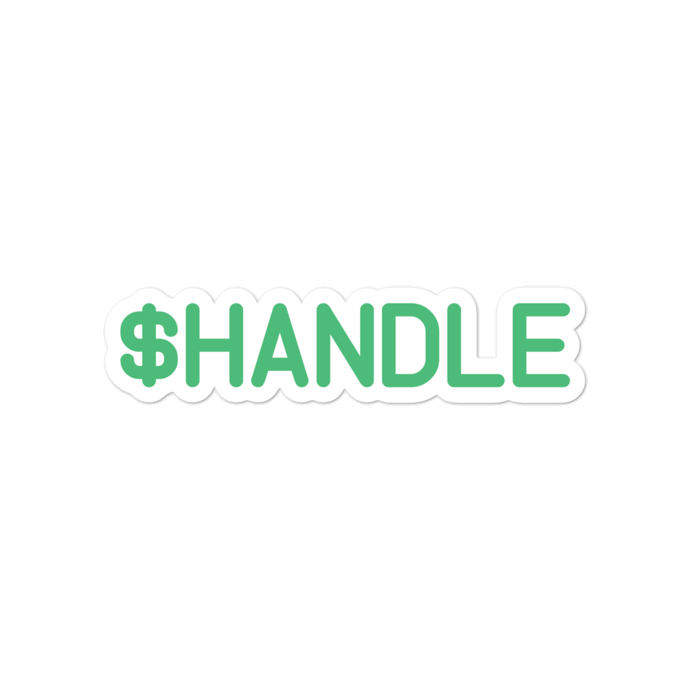 HandCash Official $Handle Customizable Stickers provider-zakeke-product HandCash 4 inch White 
