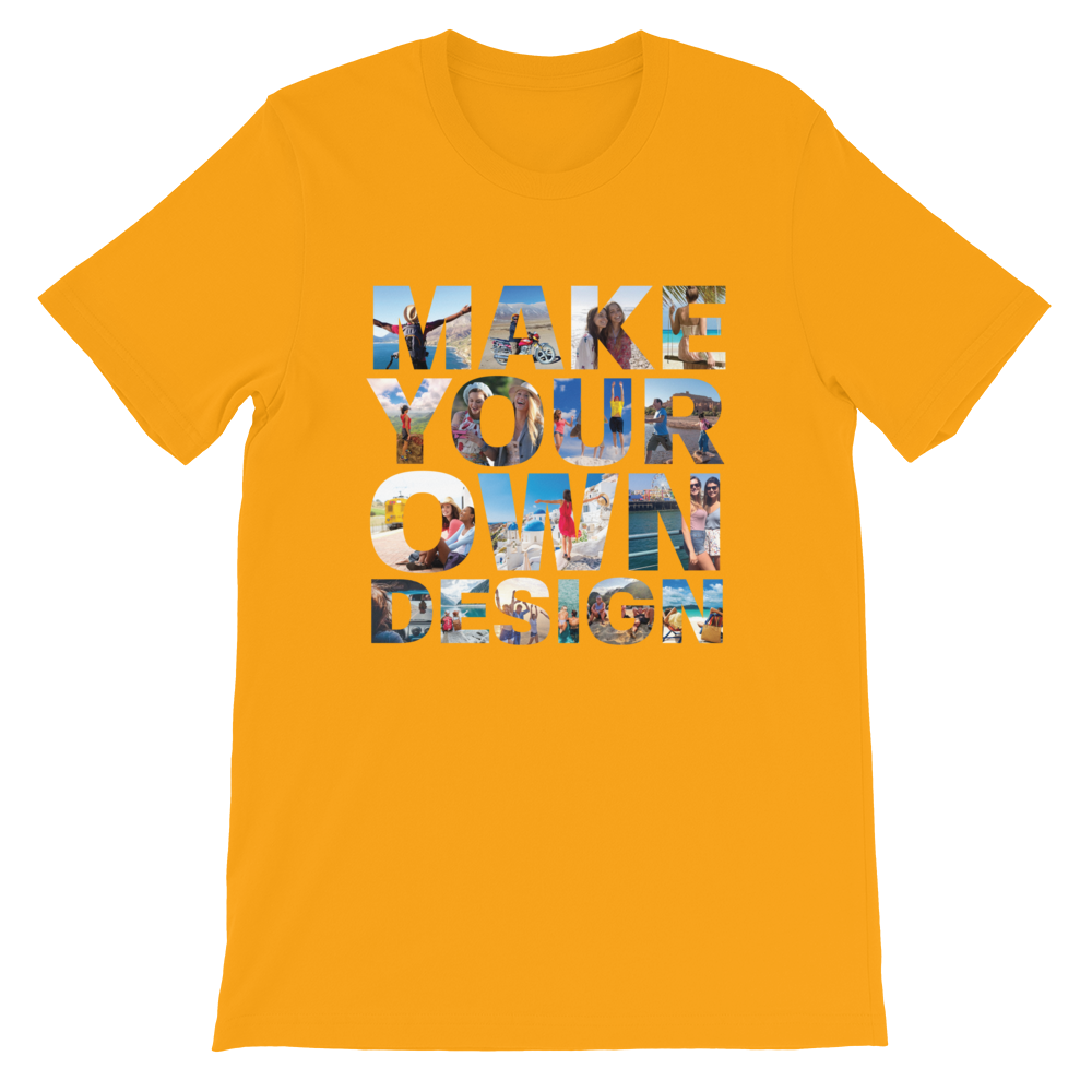 Make Your Own Design Customizable Short-Sleeve T-Shirt  zeroconfs Gold S 