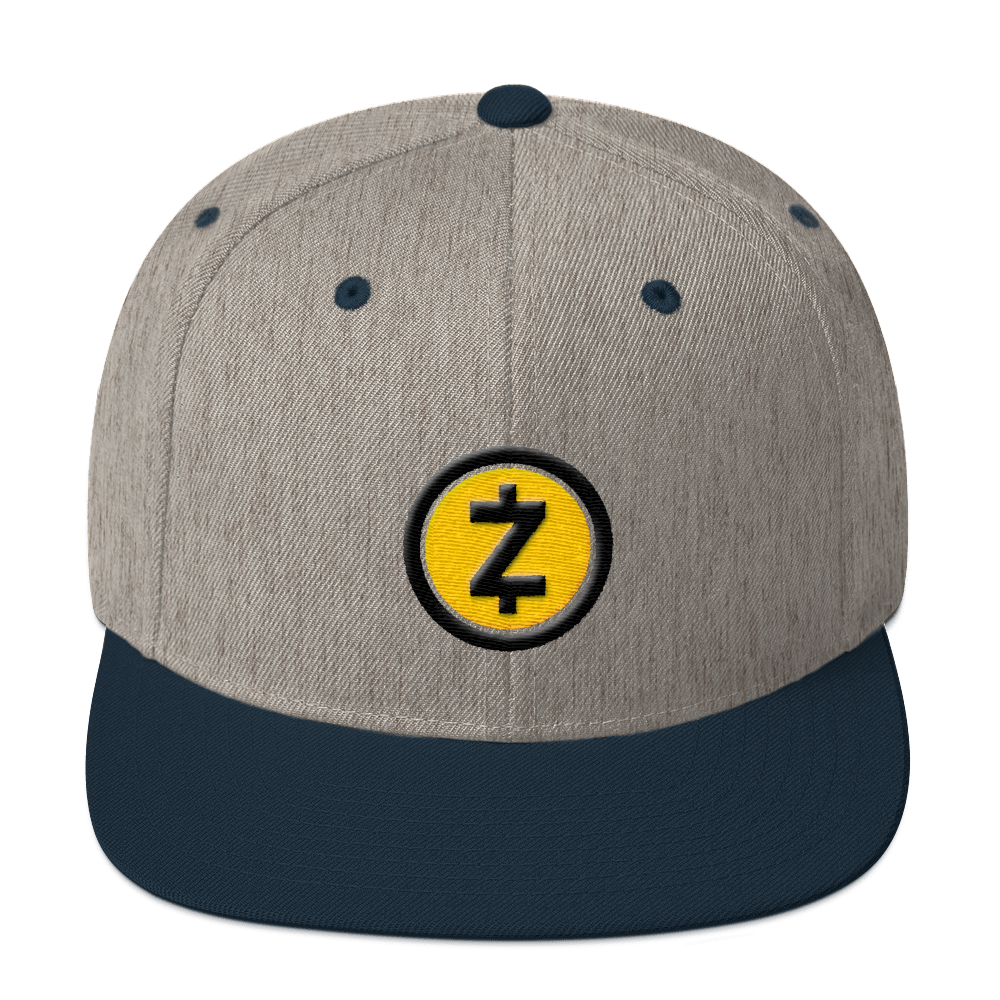 Zcash Snapback Hat  zeroconfs Heather Grey/ Navy  