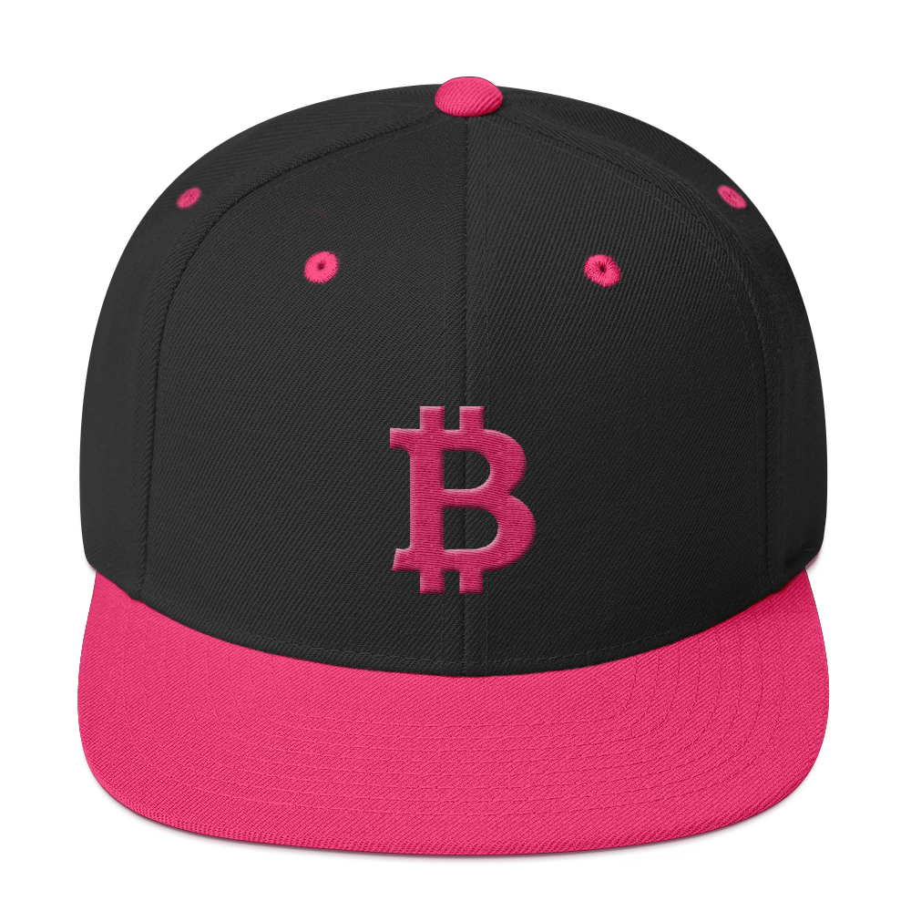Bitcoin B Snapback Hat Pink  zeroconfs Black/ Neon Pink  