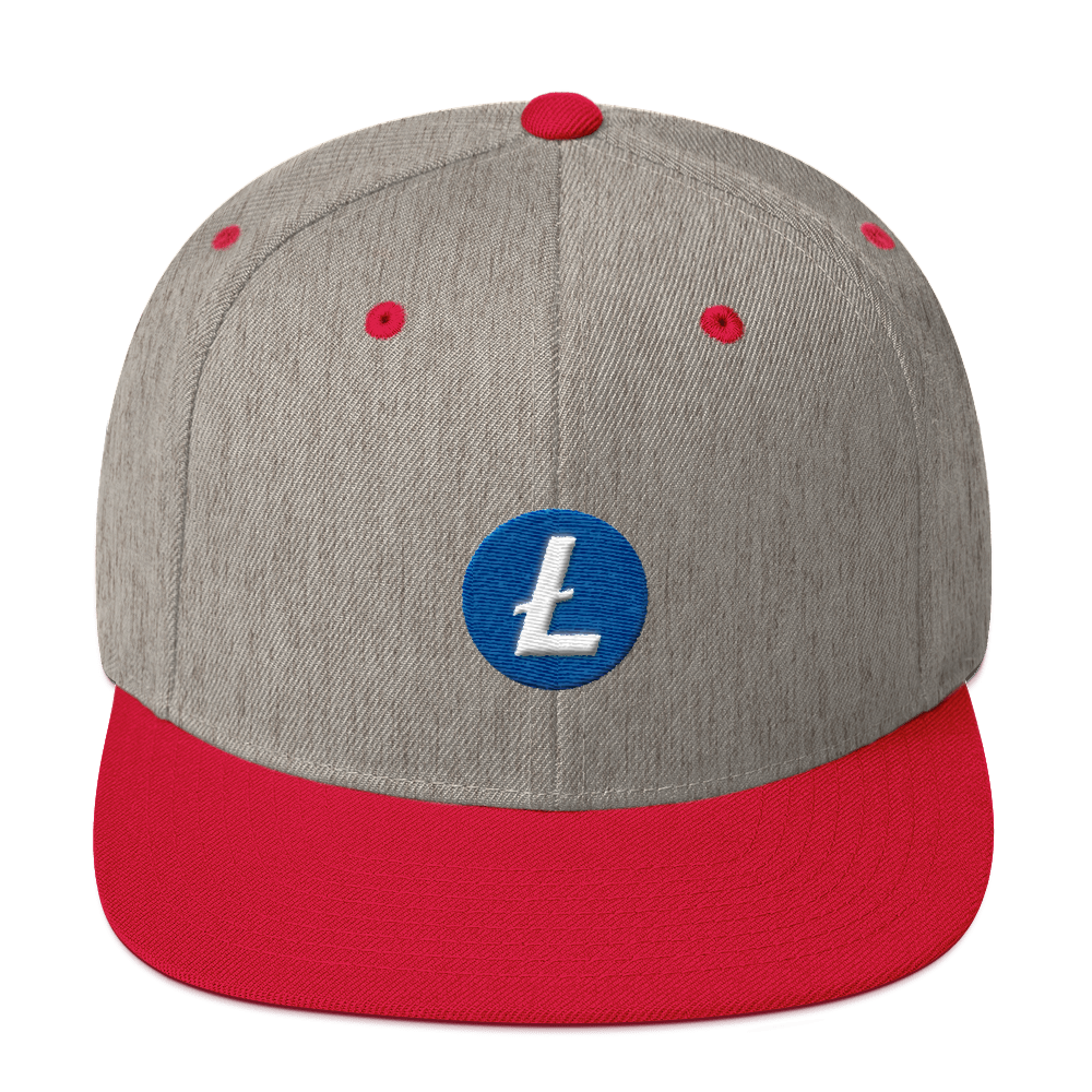 Litecoin Snapback Hat  zeroconfs Heather Grey/ Red  