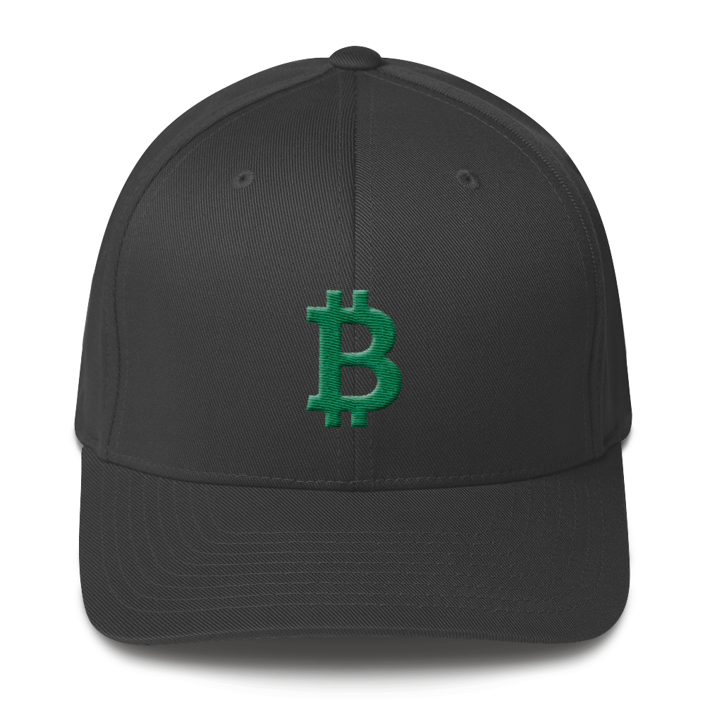 Bitcoin B Flexfit Cap Green  zeroconfs Dark Grey S/M 