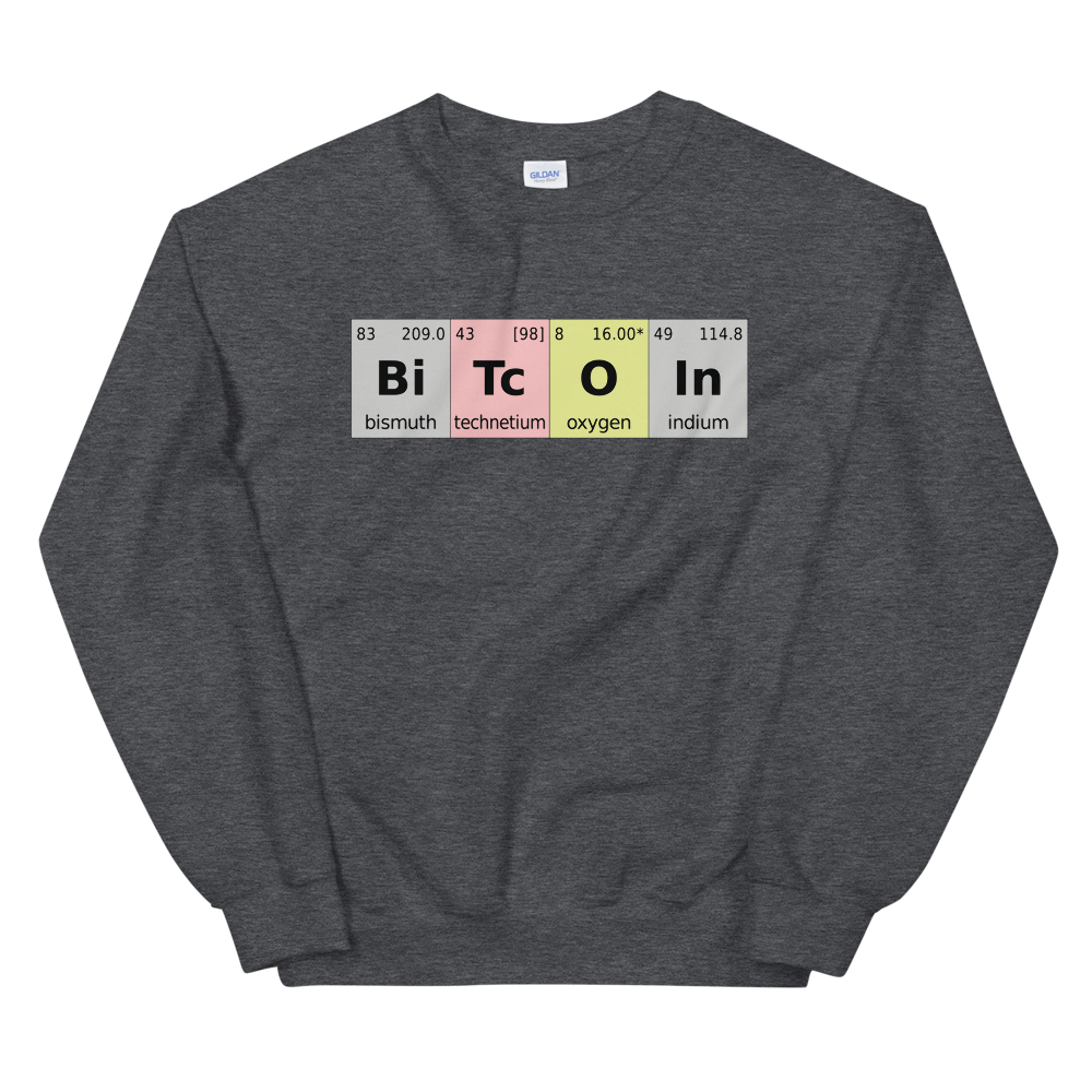 Bitcoin Periodic Table Sweatshirt  zeroconfs Dark Heather S 
