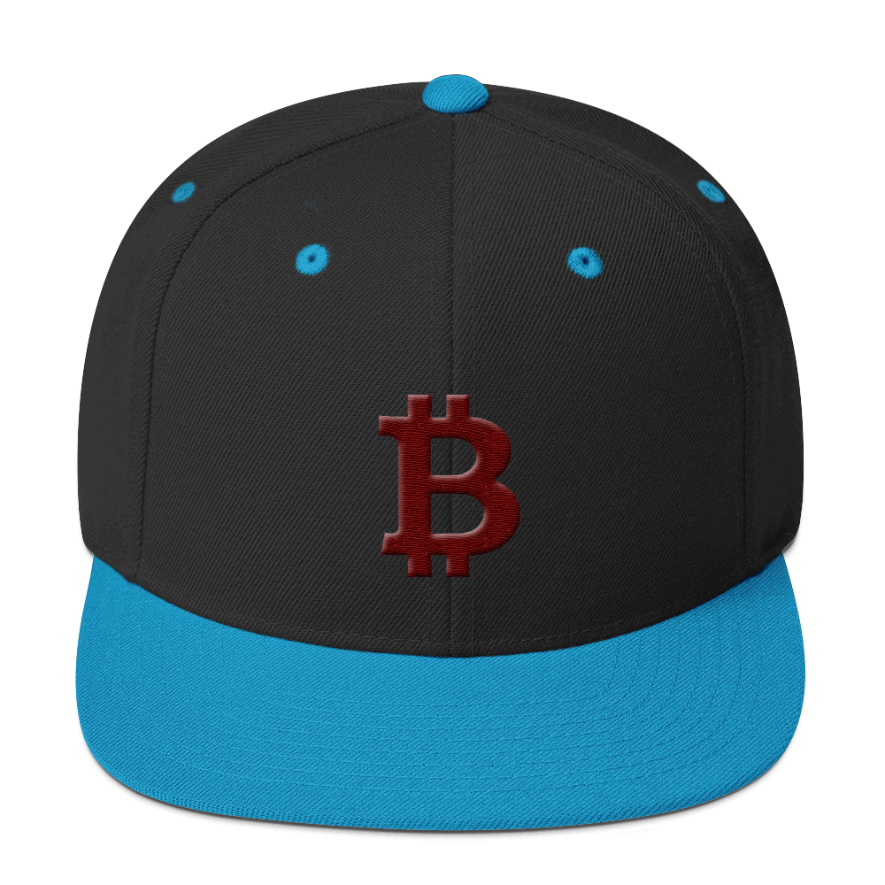 Bitcoin B Snapback Hat Maroon  zeroconfs Black/ Teal  
