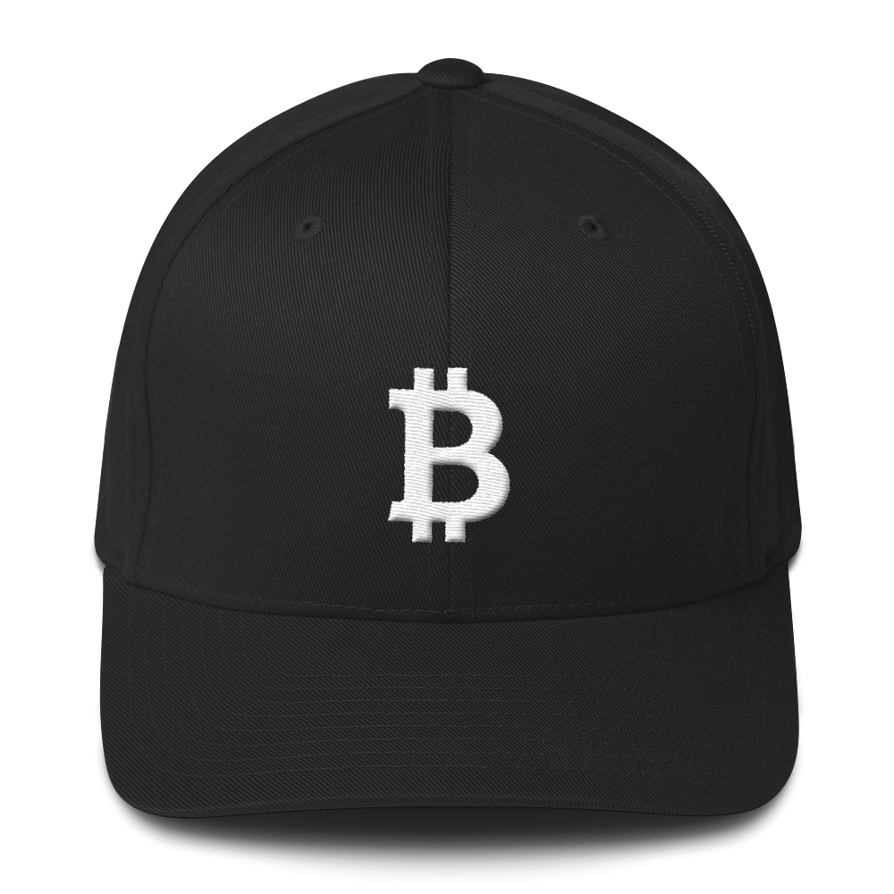 Bitcoin B Flexfit Cap White  zeroconfs Black S/M 