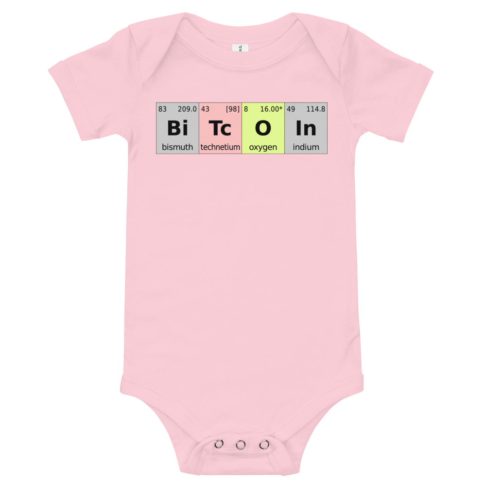 Bitcoin Periodic Table Baby Bodysuit  zeroconfs Pink 3-6m 