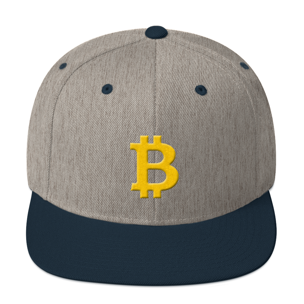 Bitcoin B Snapback Hat  zeroconfs Heather Grey/ Navy  