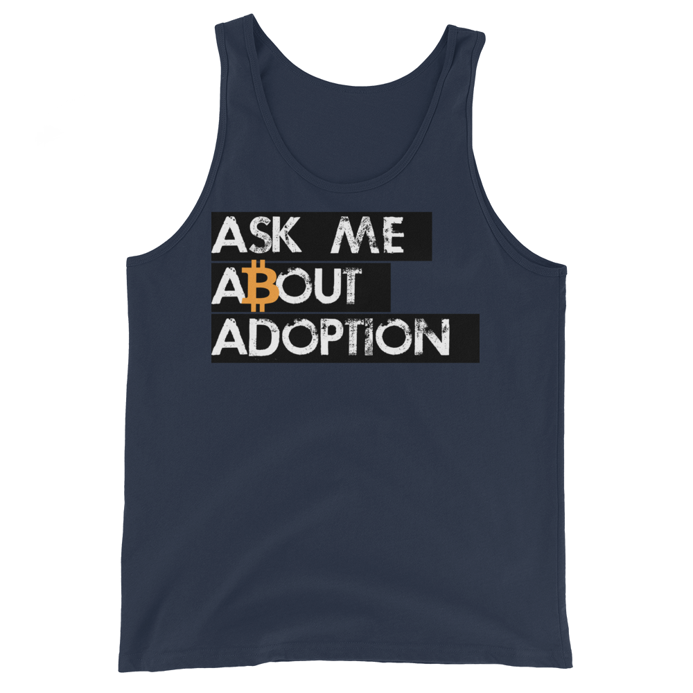 Ask Me About Adoption Bitcoin Tank Top  zeroconfs Navy XS 