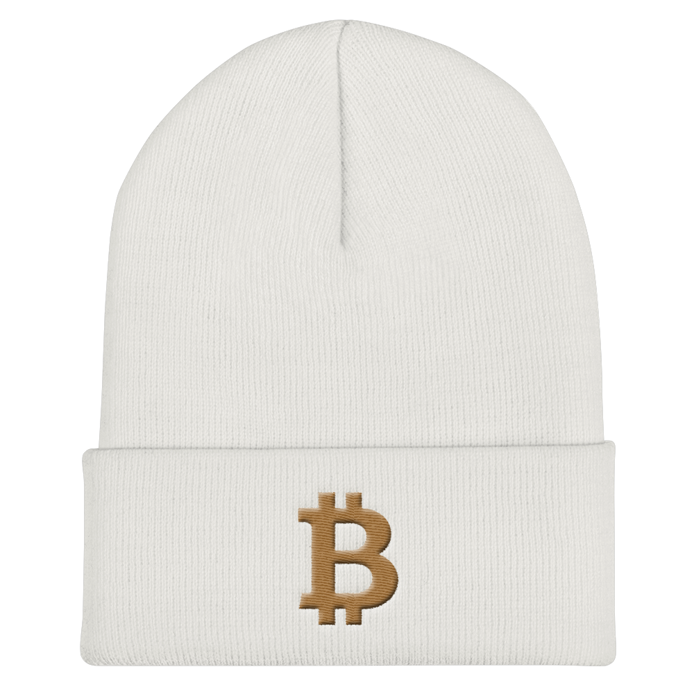 Bitcoin B Cuffed Beanie Gold  zeroconfs White  