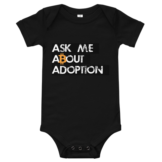 Ask Me About Adoption Bitcoin Baby Bodysuit  zeroconfs Black 3-6m 