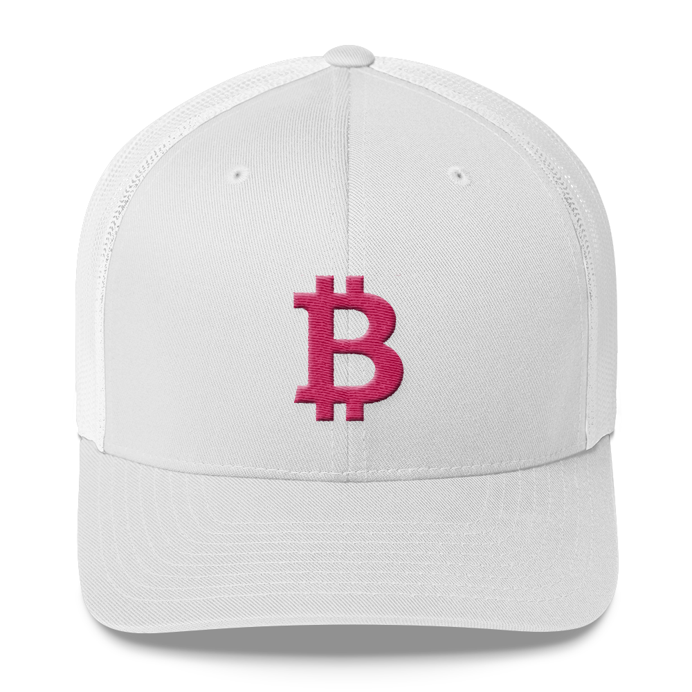 Bitcoin B Trucker Cap Pink  zeroconfs White  