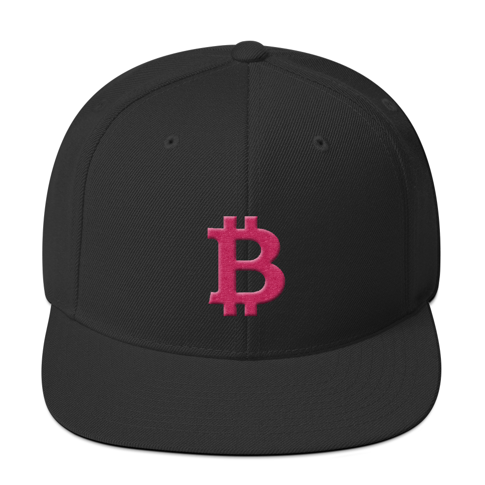 Bitcoin B Snapback Hat Pink  zeroconfs Black  