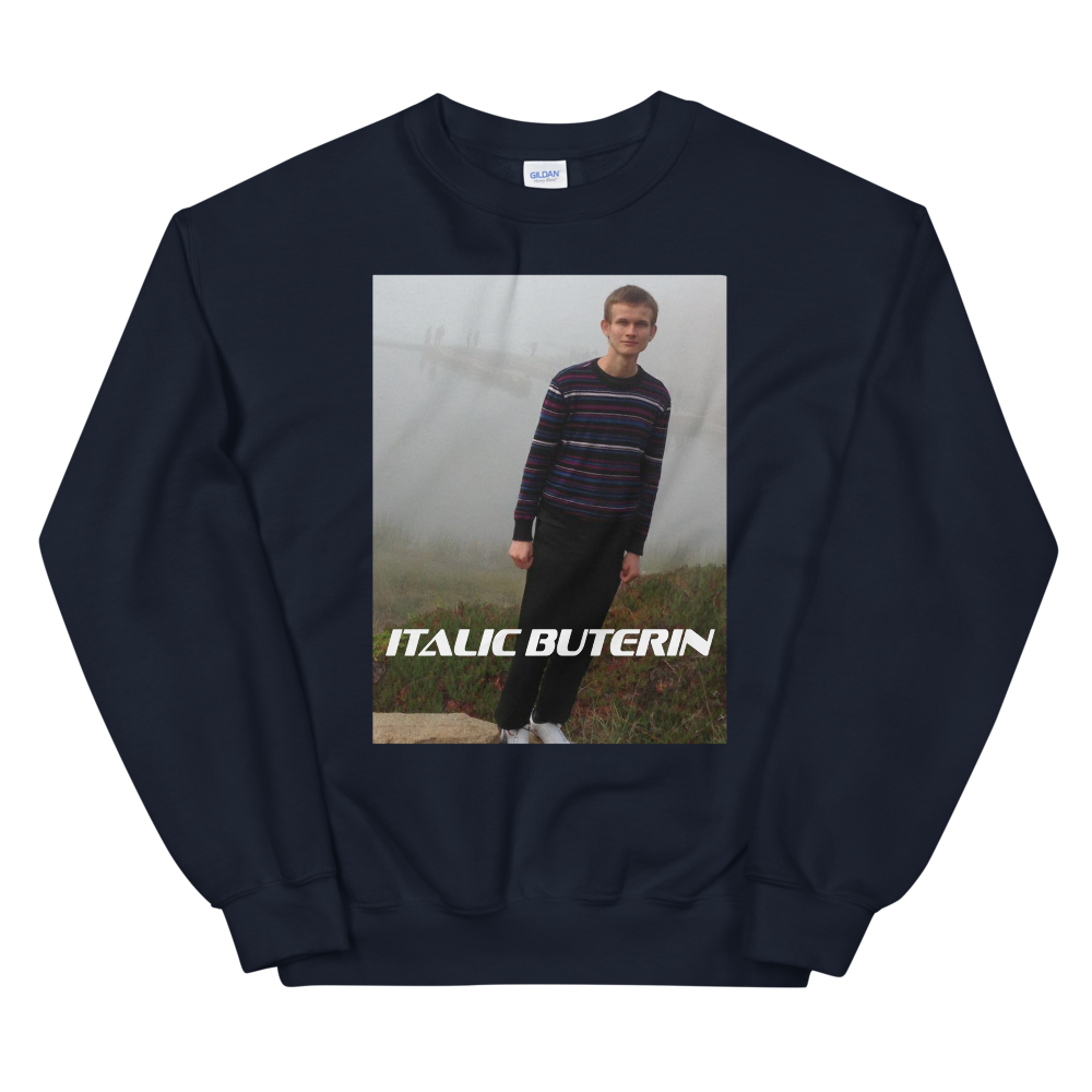 Italic Buterin Ethereum Sweatshirt  zeroconfs Navy S 