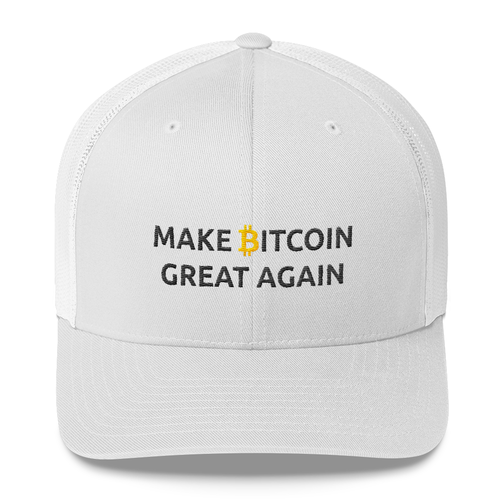 Make Bitcoin Great Again Trucker Cap  zeroconfs White  