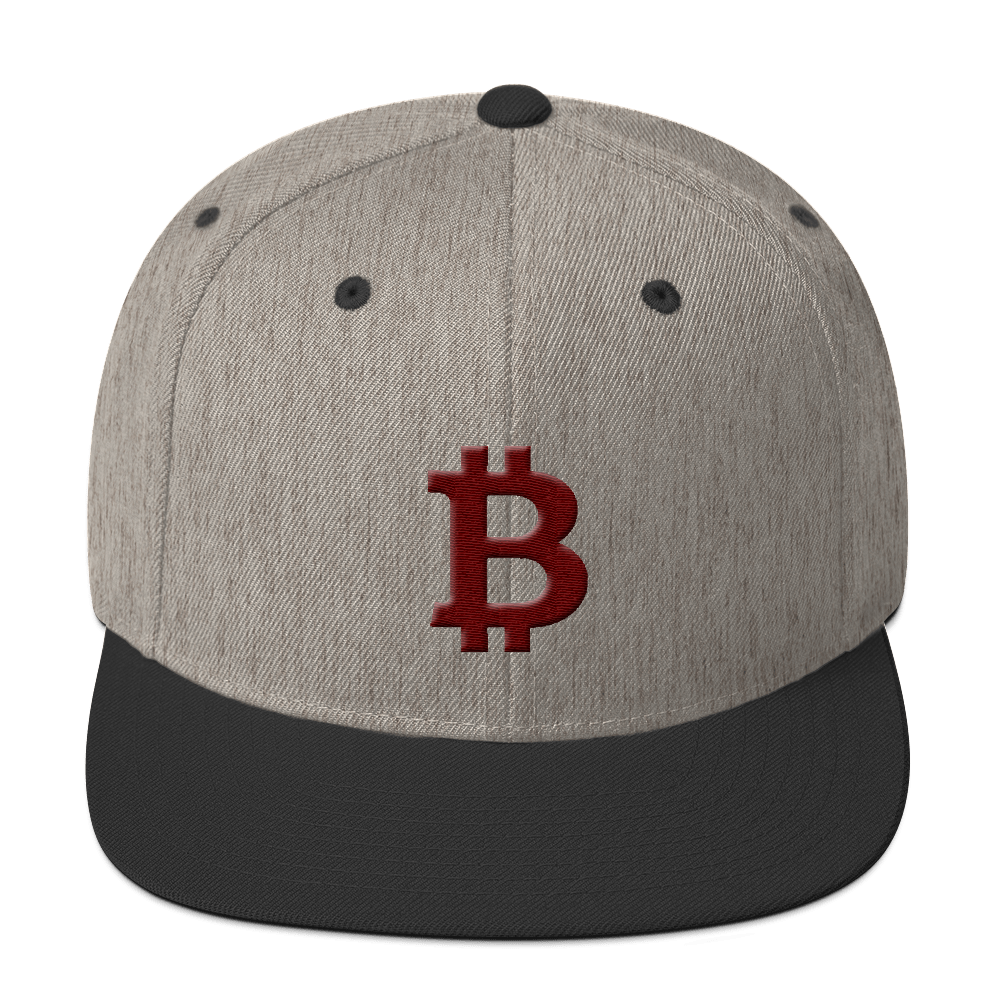 Bitcoin B Snapback Hat Maroon  zeroconfs Heather/Black  