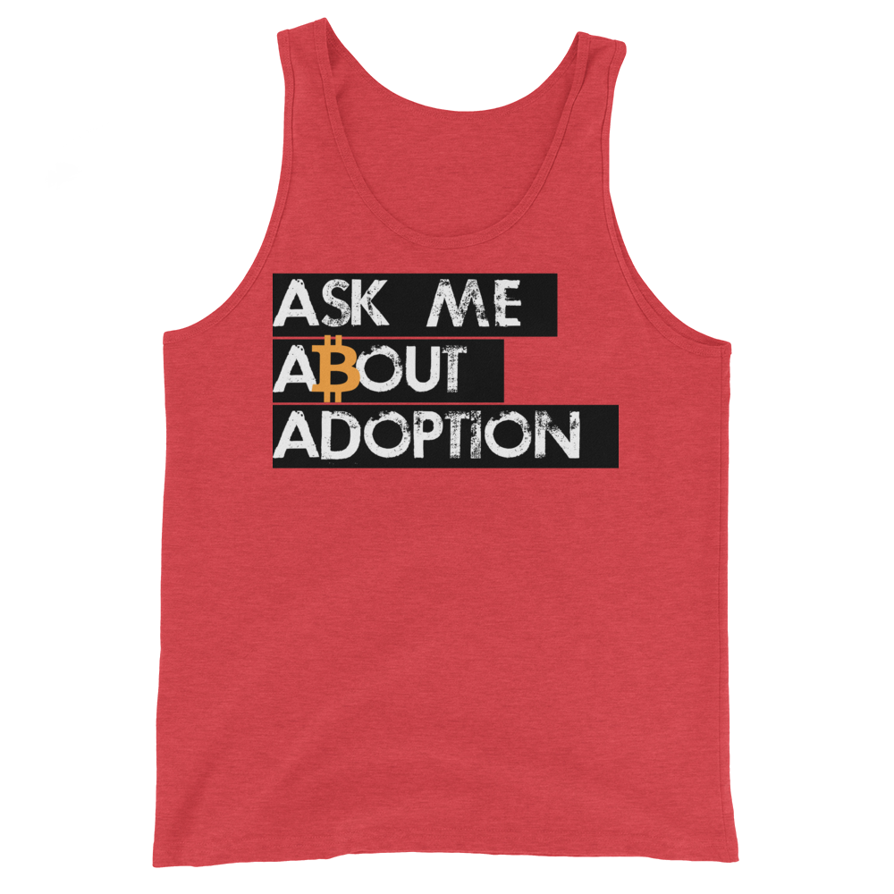 Ask Me About Adoption Bitcoin Tank Top  zeroconfs Red Triblend XS 