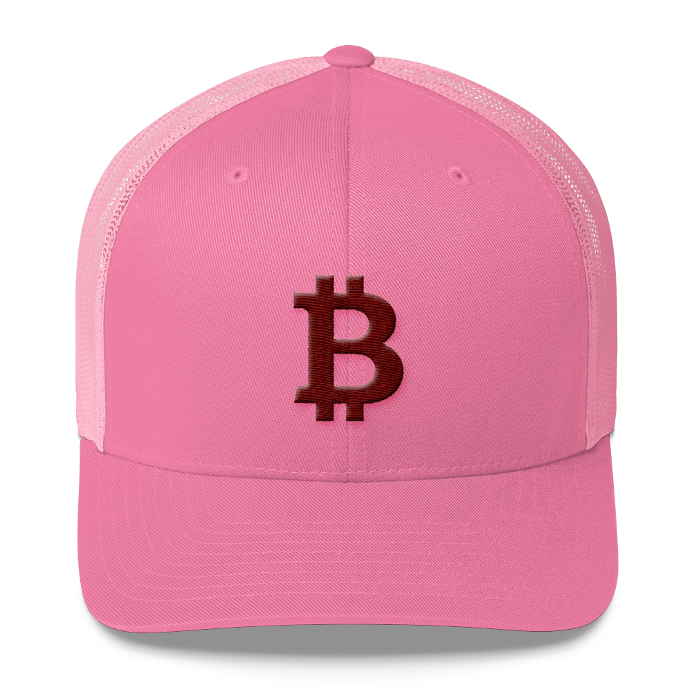 Bitcoin B Trucker Cap Maroon  zeroconfs Pink  
