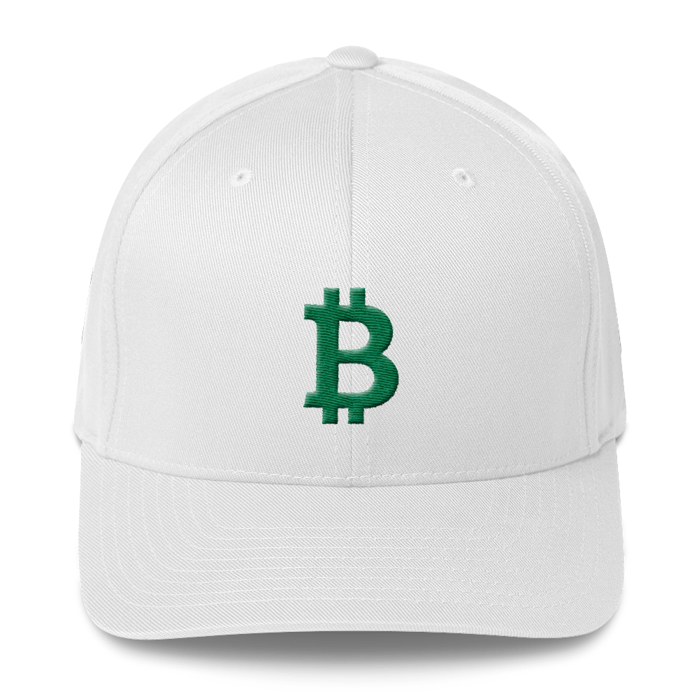 Bitcoin B Flexfit Cap Green  zeroconfs White S/M 
