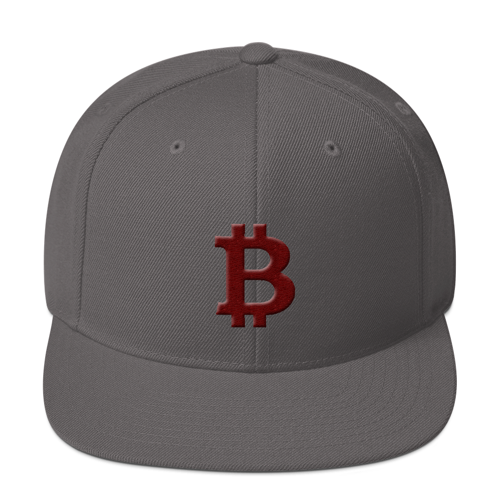 Bitcoin B Snapback Hat Maroon  zeroconfs Dark Grey  