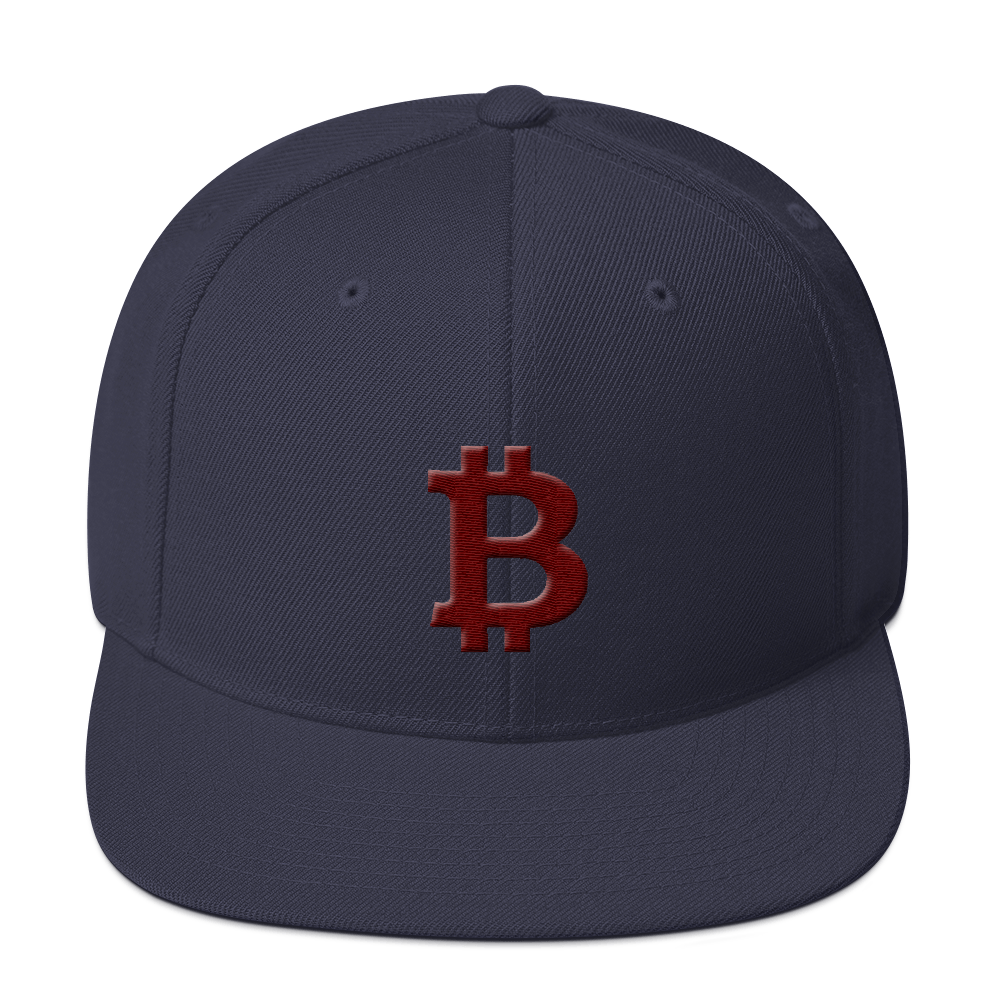 Bitcoin B Snapback Hat Maroon  zeroconfs Navy  