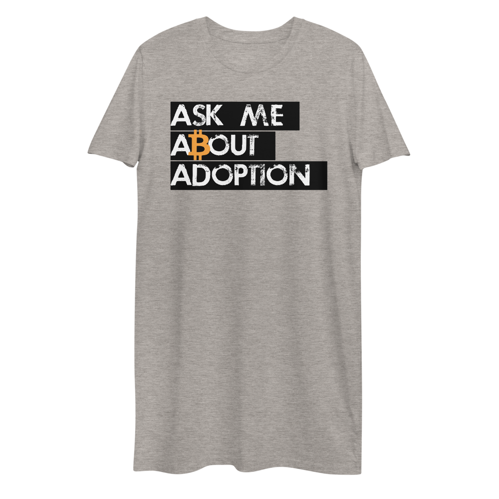Ask Me About Adoption Bitcoin Premium T-Shirt Dress  zeroconfs Heather Grey XS 