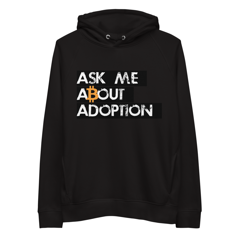 Ask Me About Adoption Bitcoin Premium Eco Hoodie  zeroconfs Black S 