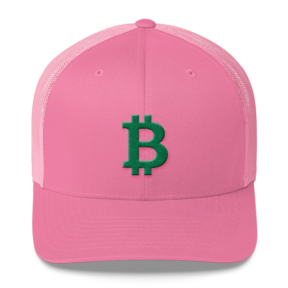 Bitcoin B Trucker Cap Green  zeroconfs Pink  