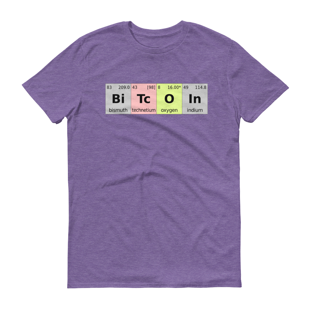 Bitcoin Periodic Table Short-Sleeve T-Shirt  zeroconfs Heather Purple S 