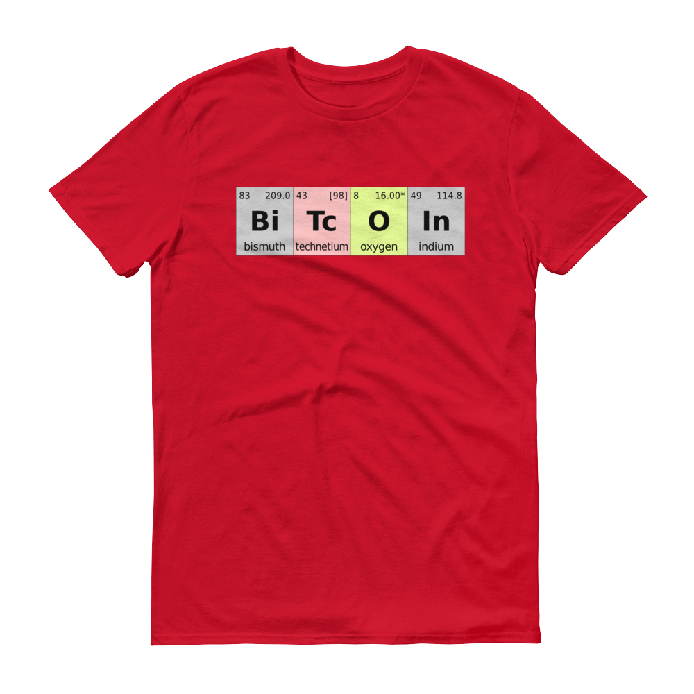 Bitcoin Periodic Table Short-Sleeve T-Shirt  zeroconfs Red S 