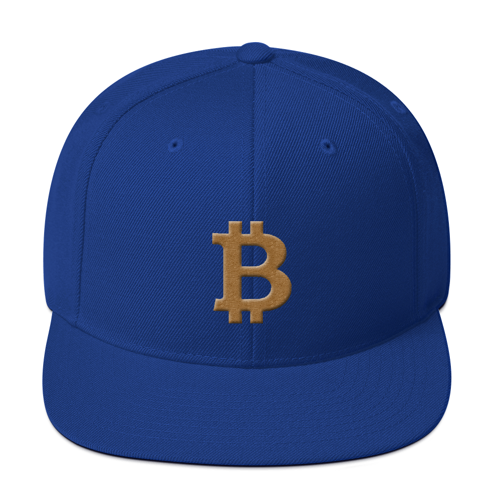 Bitcoin B Snapback Hat Gold  zeroconfs Royal Blue  