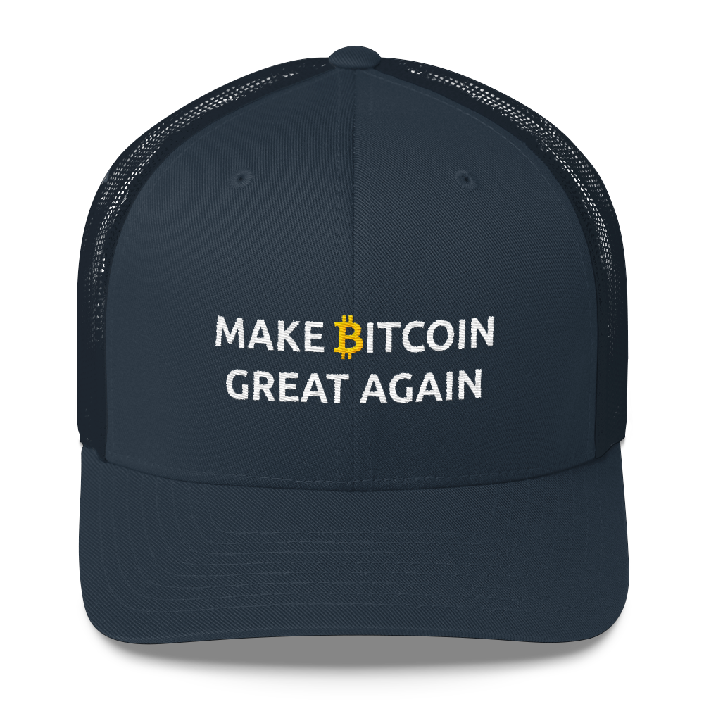Make Bitcoin Great Again Trucker Cap  zeroconfs Navy  
