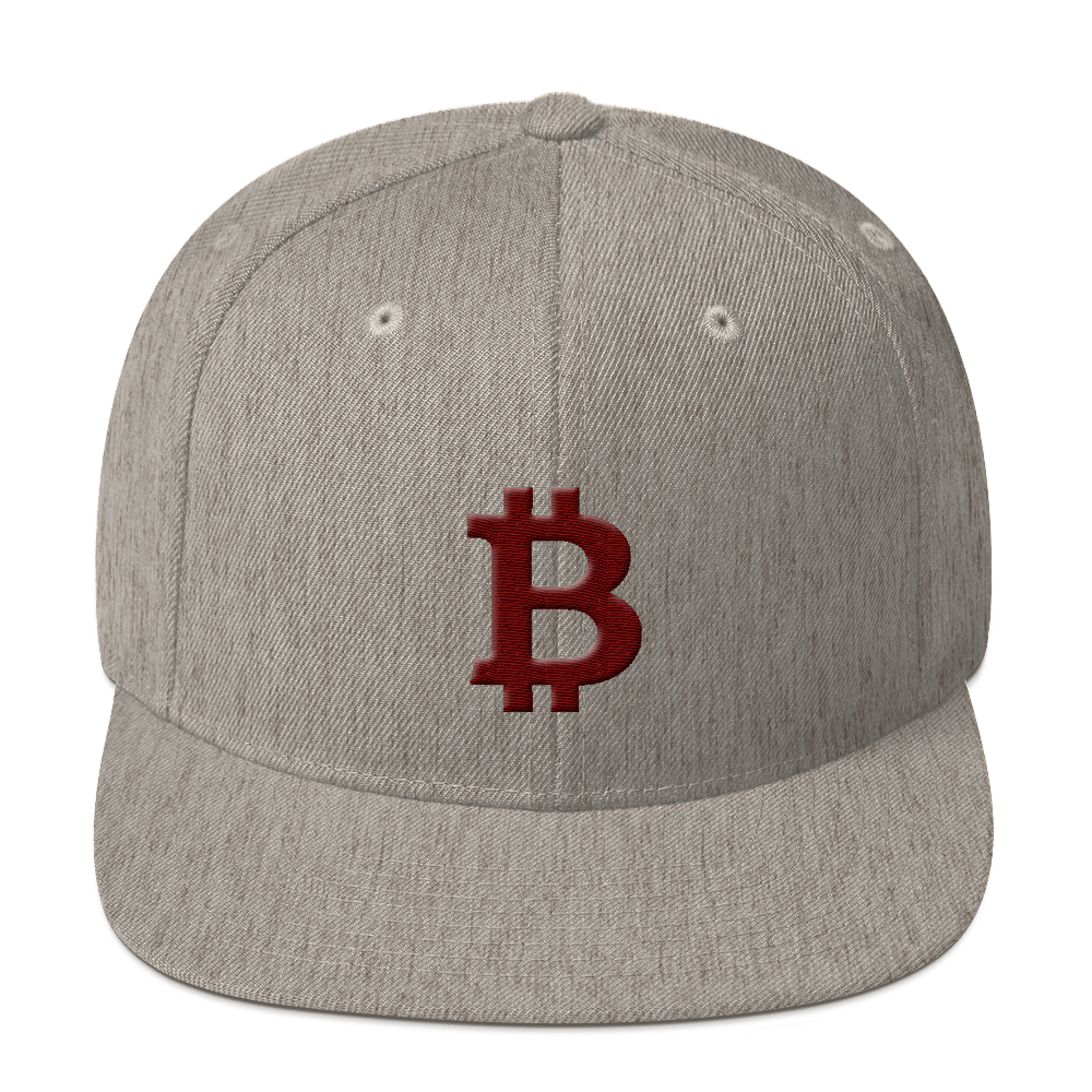 Bitcoin B Snapback Hat Maroon  zeroconfs Heather Grey  