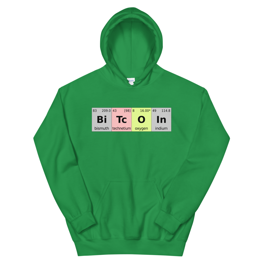 Bitcoin Periodic Table Hooded Sweatshirt  zeroconfs Irish Green S 