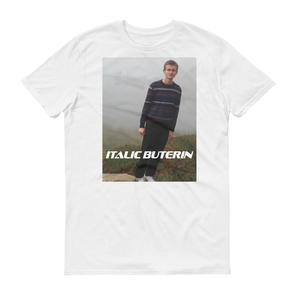 Italic Buterin Ethereum Short-Sleeve T-Shirt  zeroconfs White S 