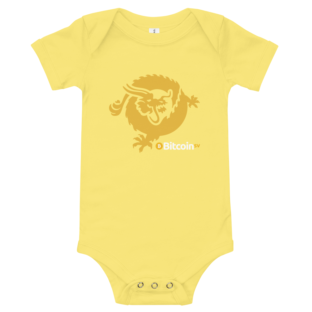 Bitcoin SV Dragon Baby Bodysuit  zeroconfs Yellow 3-6m 