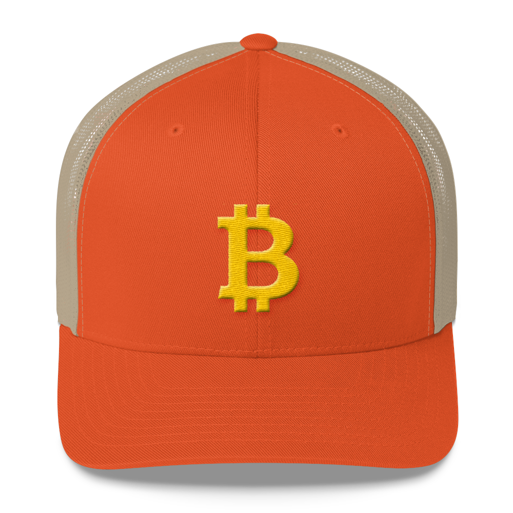 Bitcoin B Trucker Cap  zeroconfs Rustic Orange/ Khaki  