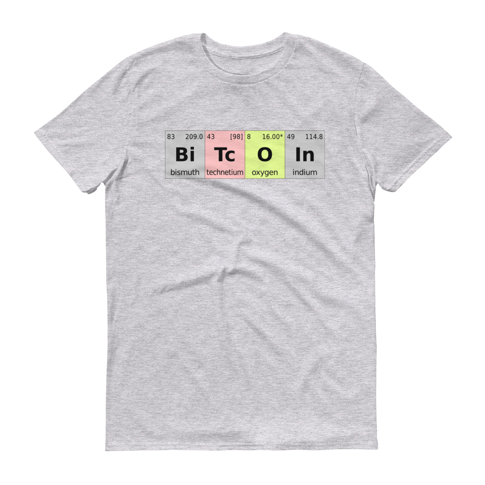 Bitcoin Periodic Table Short-Sleeve T-Shirt  zeroconfs Heather Grey S 