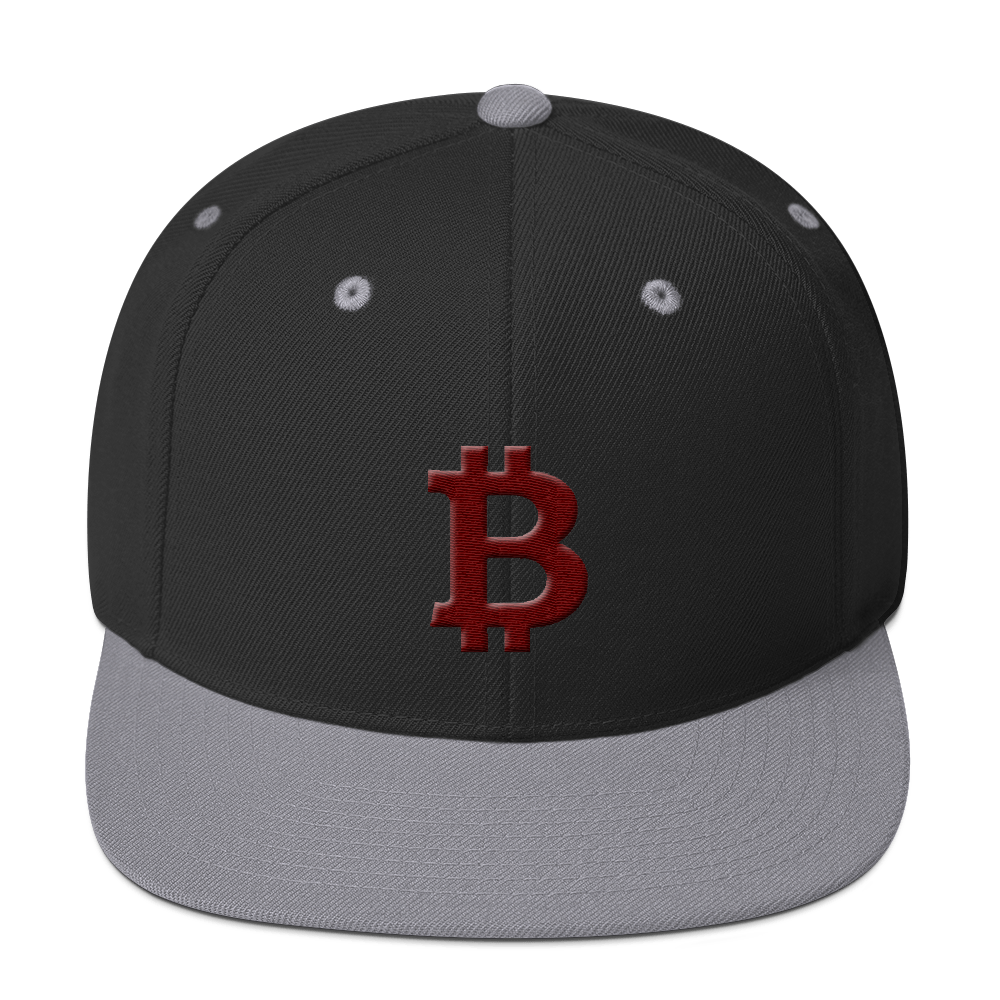 Bitcoin B Snapback Hat Maroon  zeroconfs Black/ Silver  