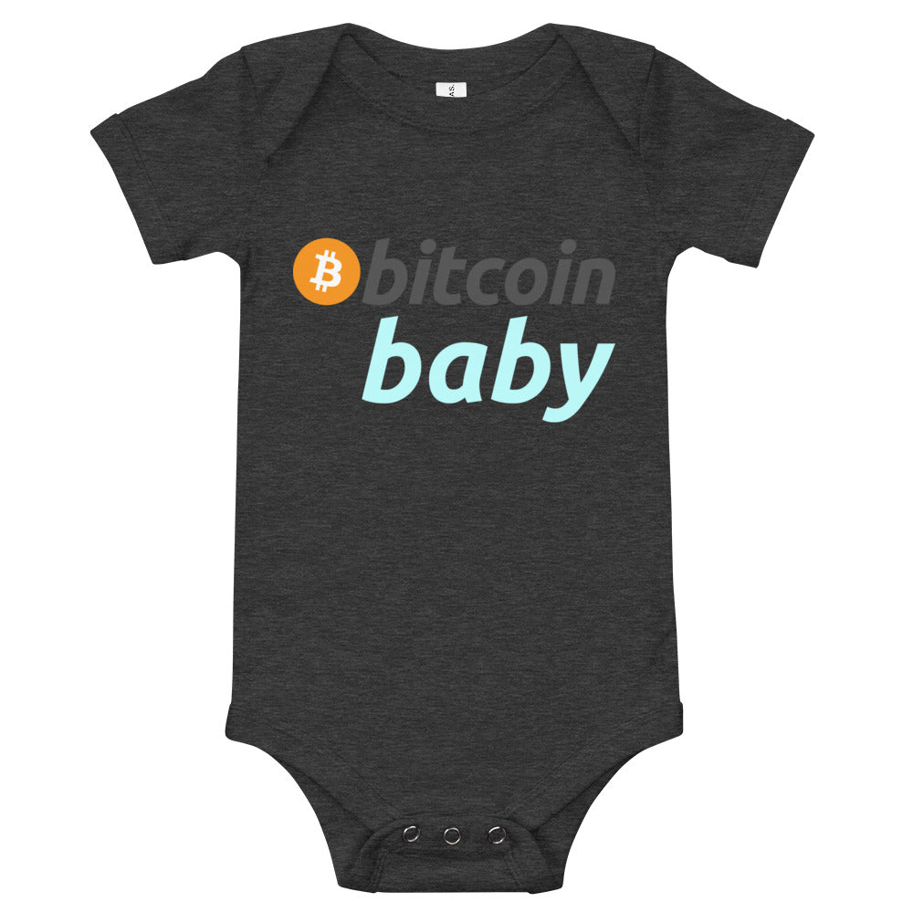 Bitcoin Baby Blue Logo Bodysuit  zeroconfs Dark Grey Heather 3-6m 