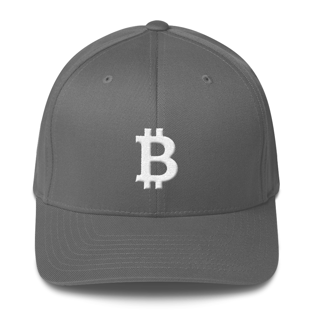 Bitcoin B Flexfit Cap White  zeroconfs Grey S/M 