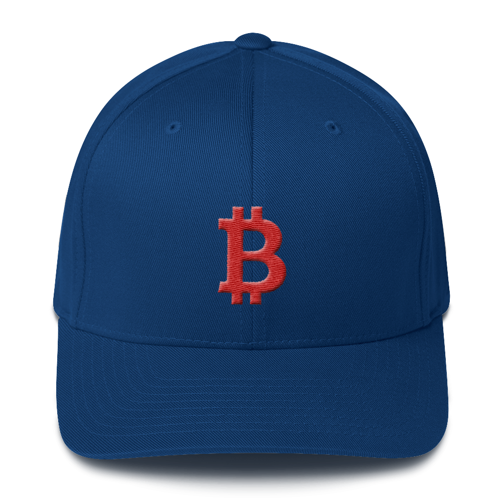Bitcoin B Flexfit Cap Red  zeroconfs Royal Blue S/M 