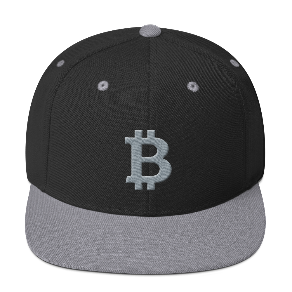 Bitcoin B Snapback Hat Gray  zeroconfs Black/ Silver  