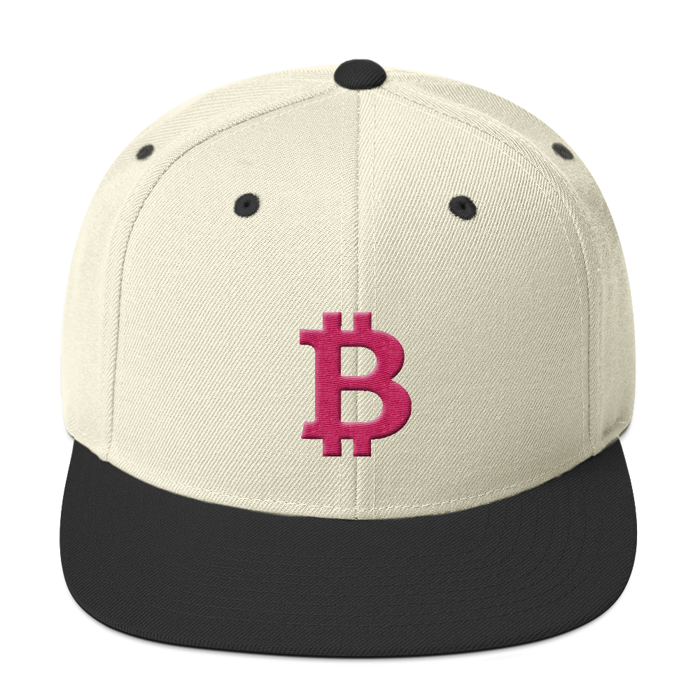 Bitcoin B Snapback Hat Pink  zeroconfs Natural/ Black  