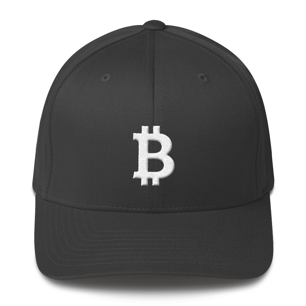 Bitcoin B Flexfit Cap White  zeroconfs Dark Grey S/M 