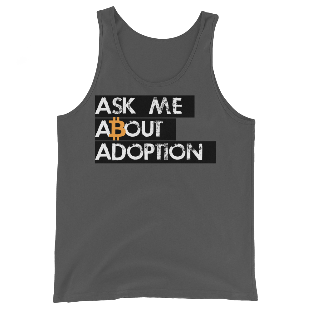 Ask Me About Adoption Bitcoin Tank Top  zeroconfs Asphalt XS 