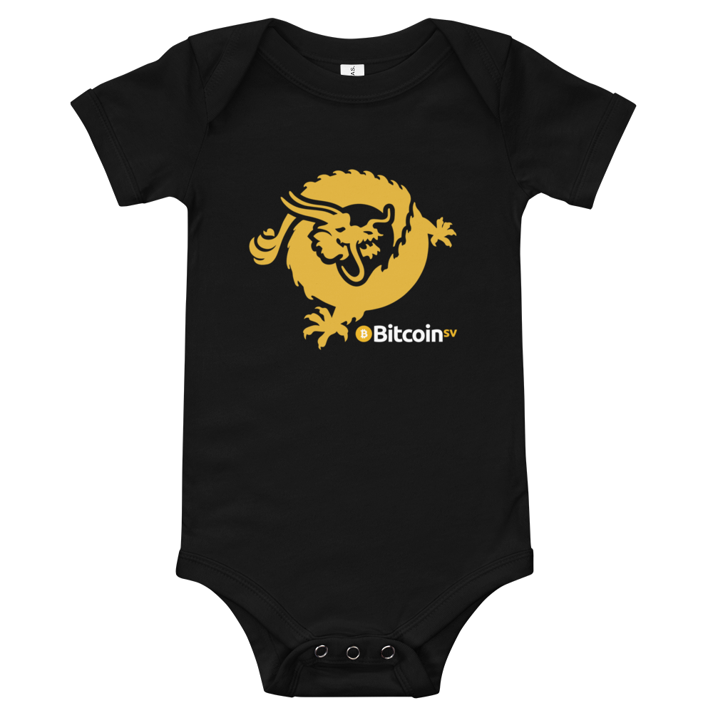 Bitcoin SV Dragon Baby Bodysuit  zeroconfs Black 3-6m 