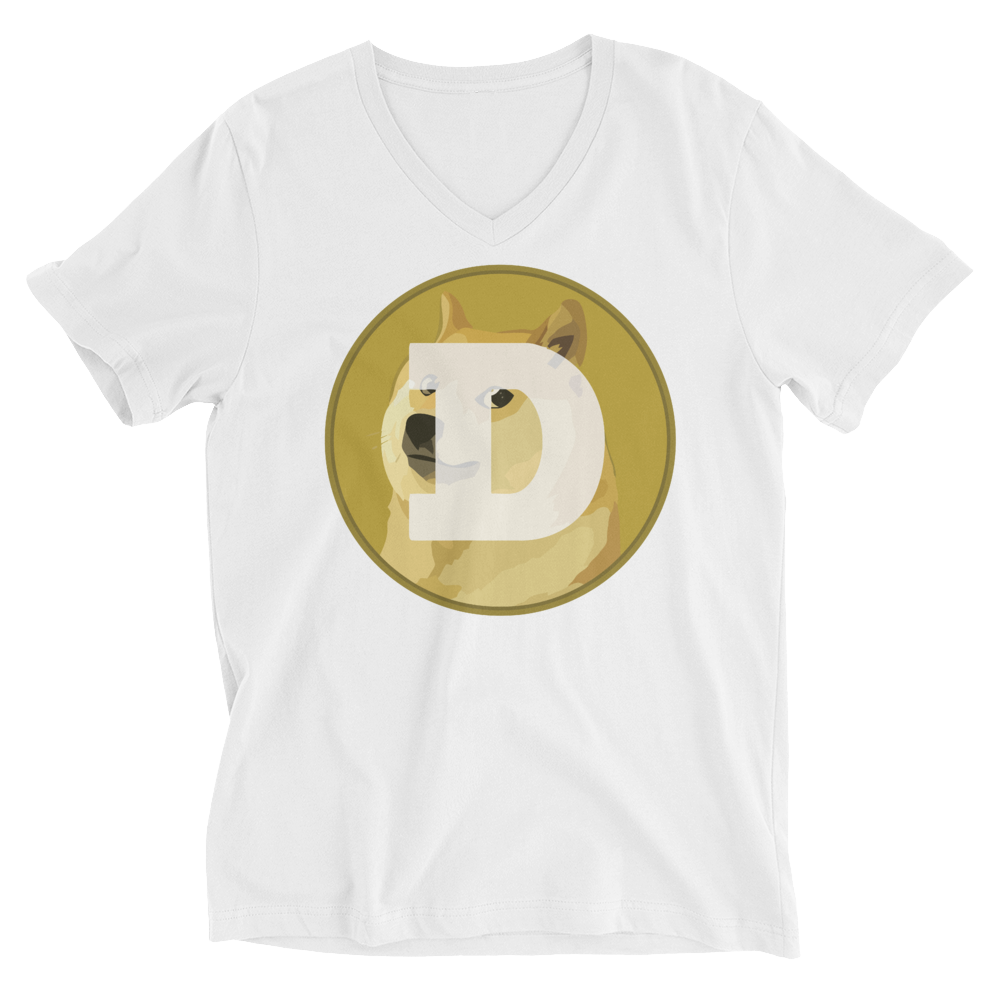 Dogecoin V-Neck T-Shirt  zeroconfs White XS 