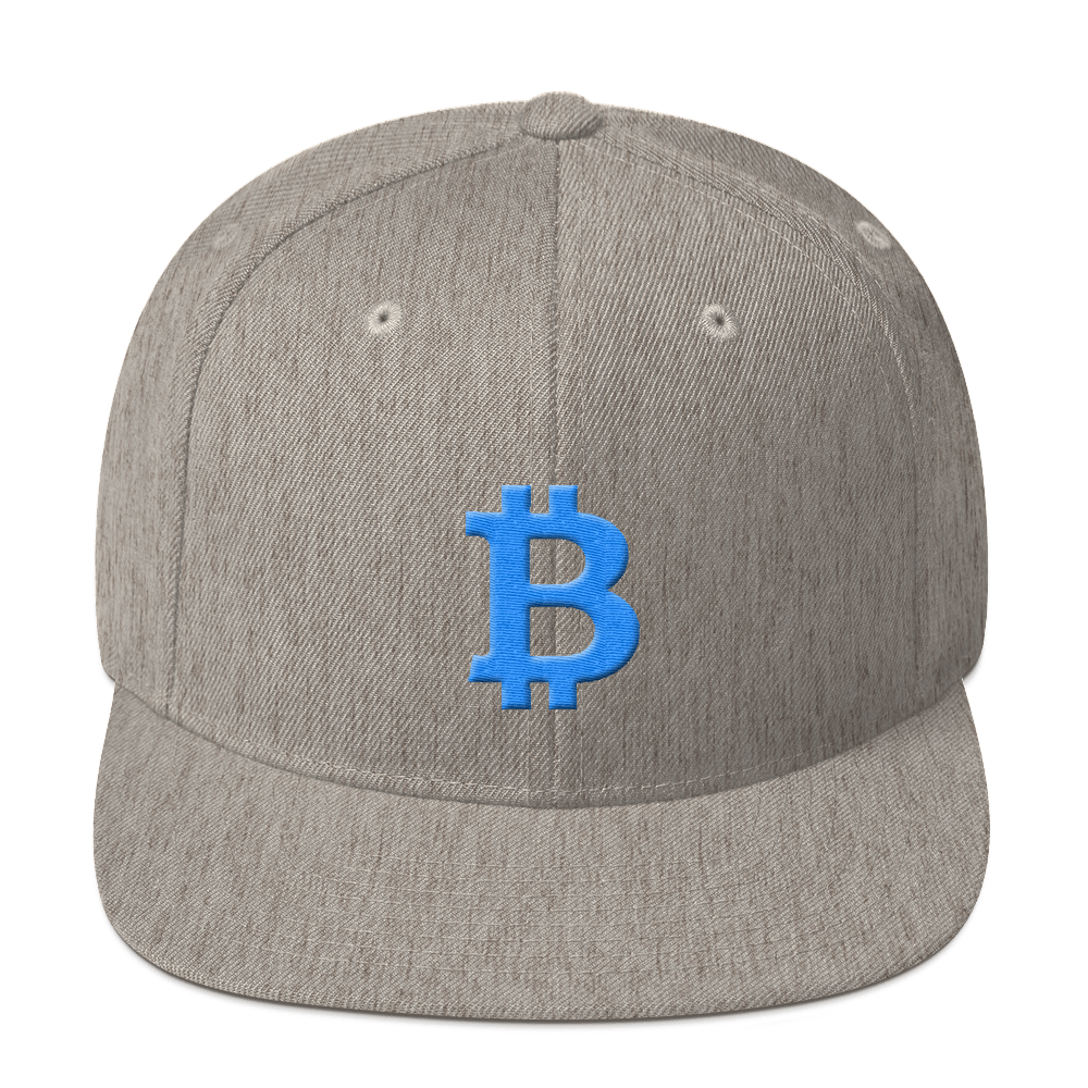 Bitcoin B Snapback Hat Teal  zeroconfs Heather Grey  