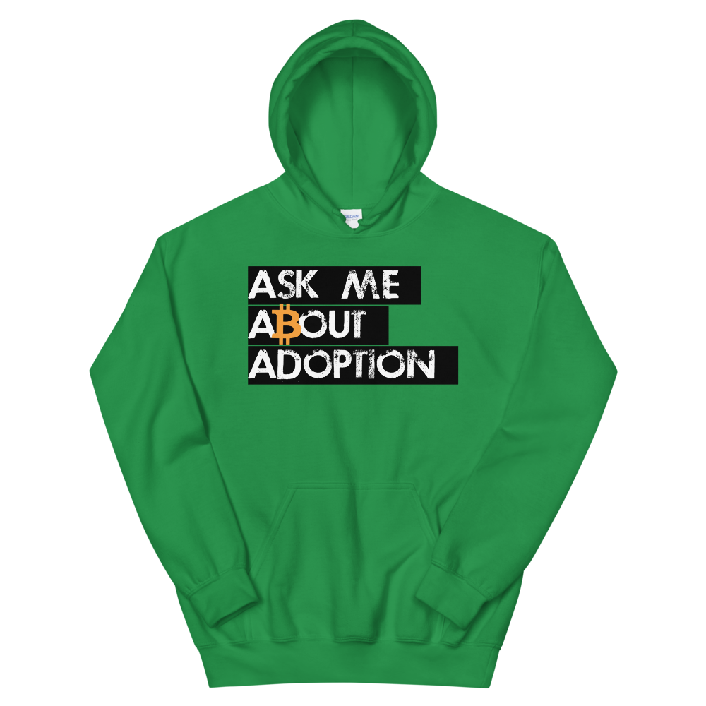Ask Me About Adoption Bitcoin Hooded Sweatshirt  zeroconfs Irish Green S 